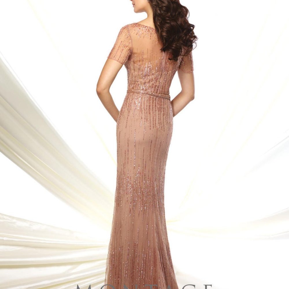 Montage by Mon Cheri Dark Taupe beaded gown - Picture 11 of 15